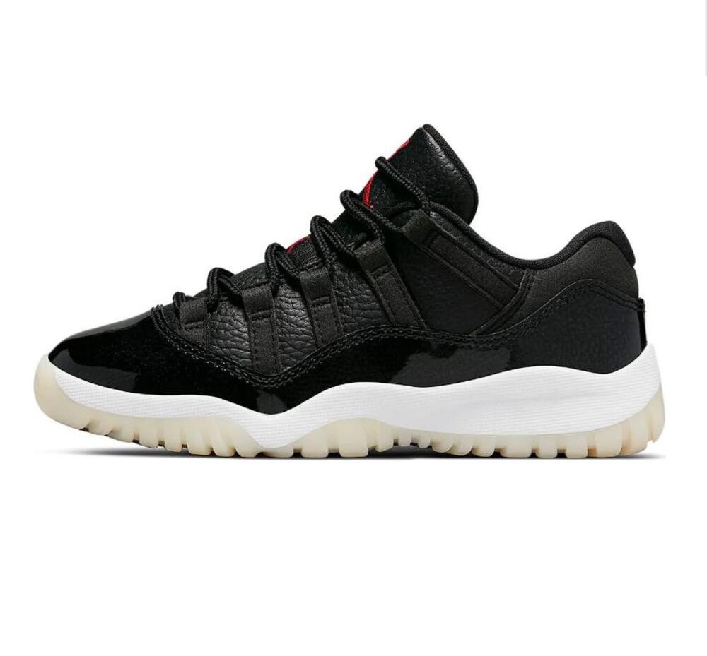 NIKE Boys' Jordan 11 Retro Low 72-10 PS Shoes Size 3Y Black/White/Sail/Gym Red